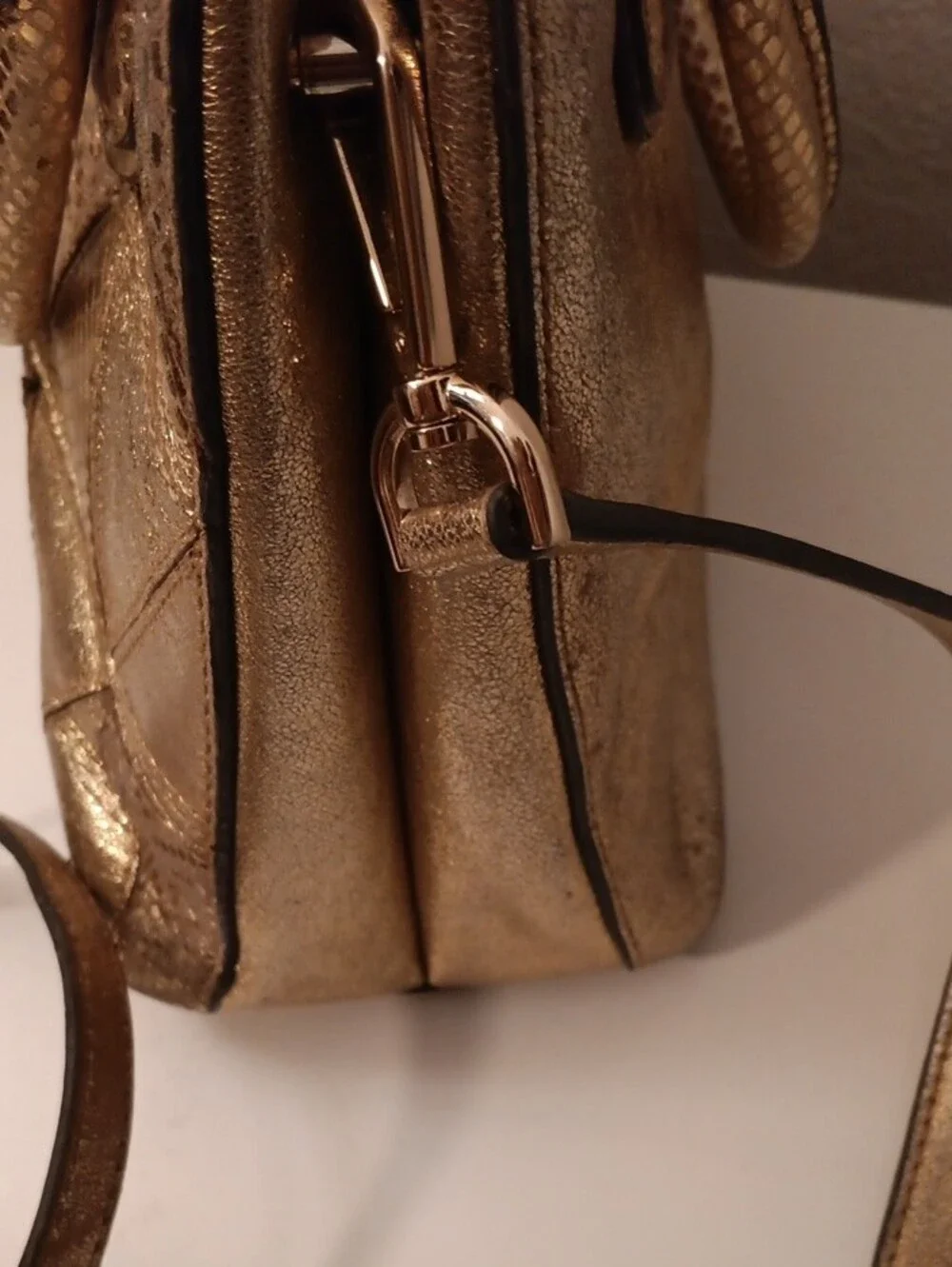 Michael Kors Small Metallic Gold Quilted Satchel with Shoulder Strap